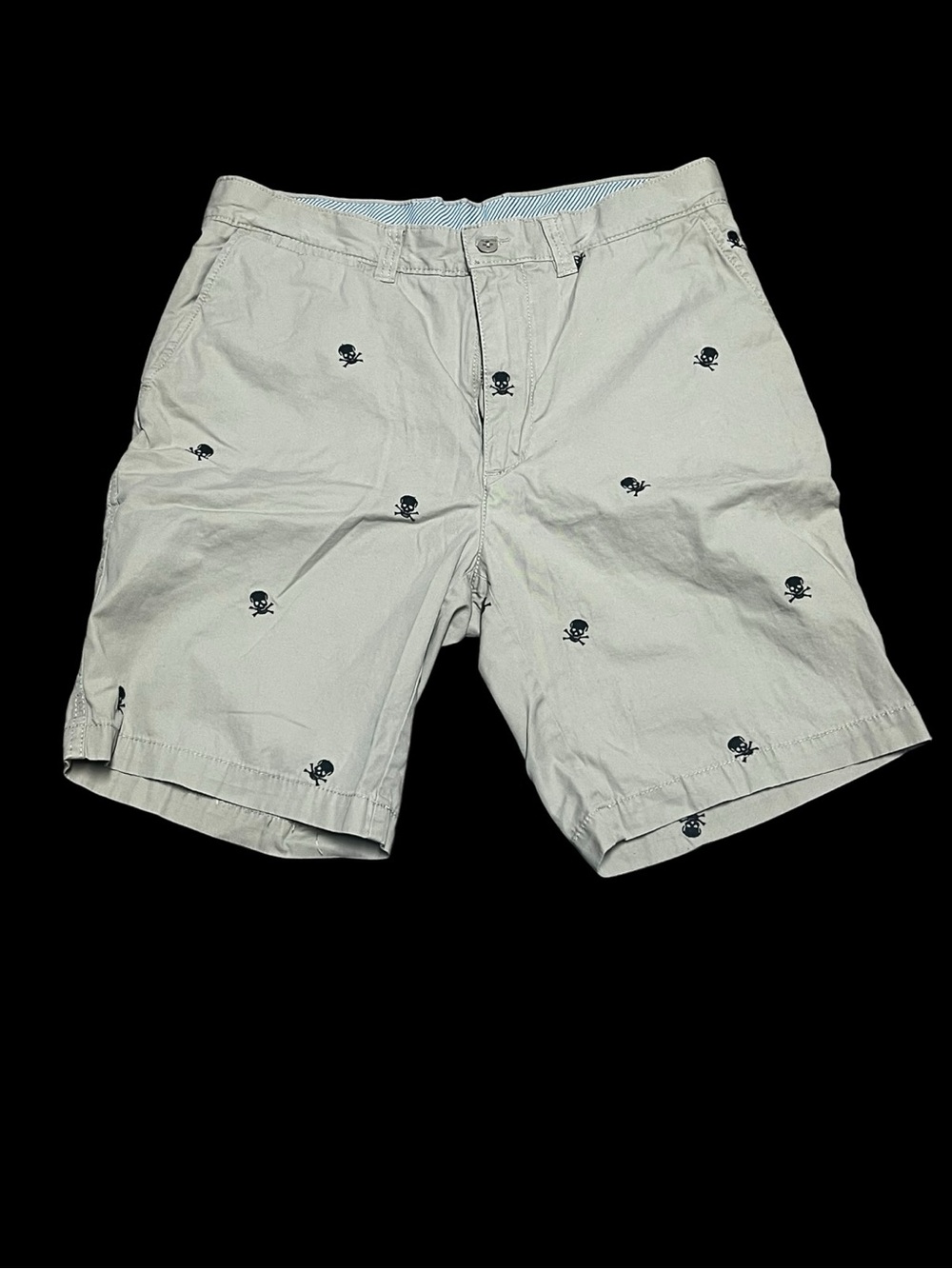 Daniel Cremieux Khaki Skull-Embroidered Men’s Flat Front Shorts